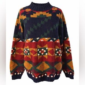 Vintage 1991 Claudia D Donna Popcorn Sweater Geometric Knit M